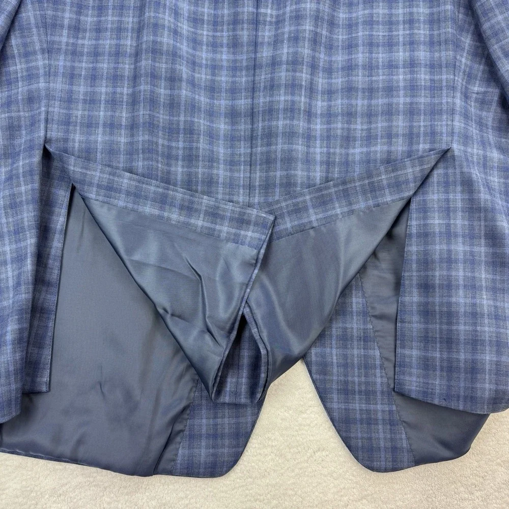 Ralph Lauren Blazer Men 50R Blue Plaid Wool Blend 2 Button Notched Dual Vented